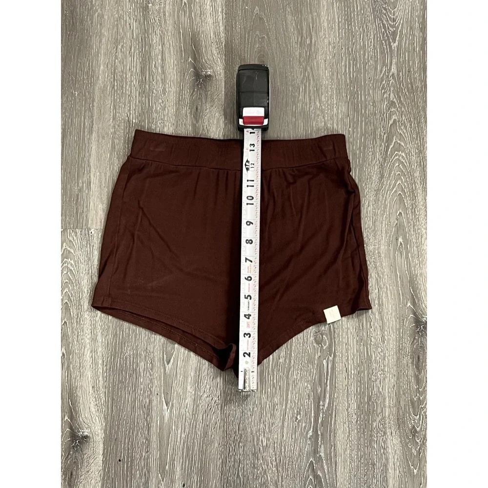 Handmade Brown Knit Button Front Lounge Boxer Sleep Shorts Size XS-S